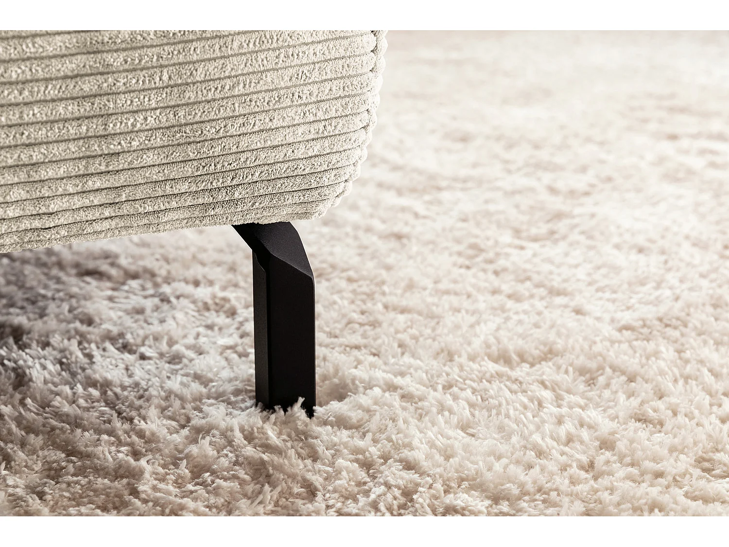 Ecksofa - Cremeweiß Cord - DELIA