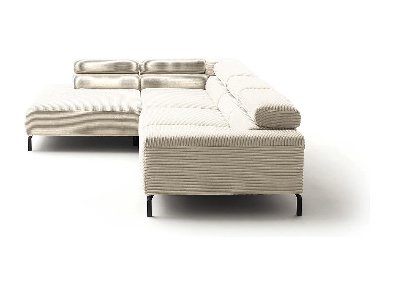 Ecksofa - Cremeweiß Cord - DELIA