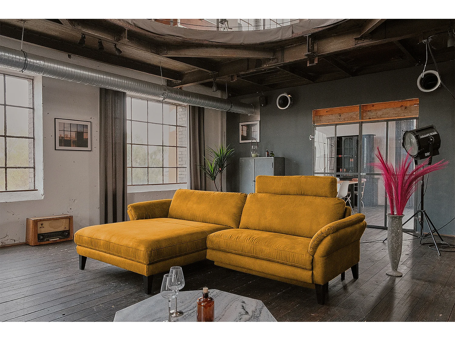 Ecksofa - Gold Webstoff - MALTA