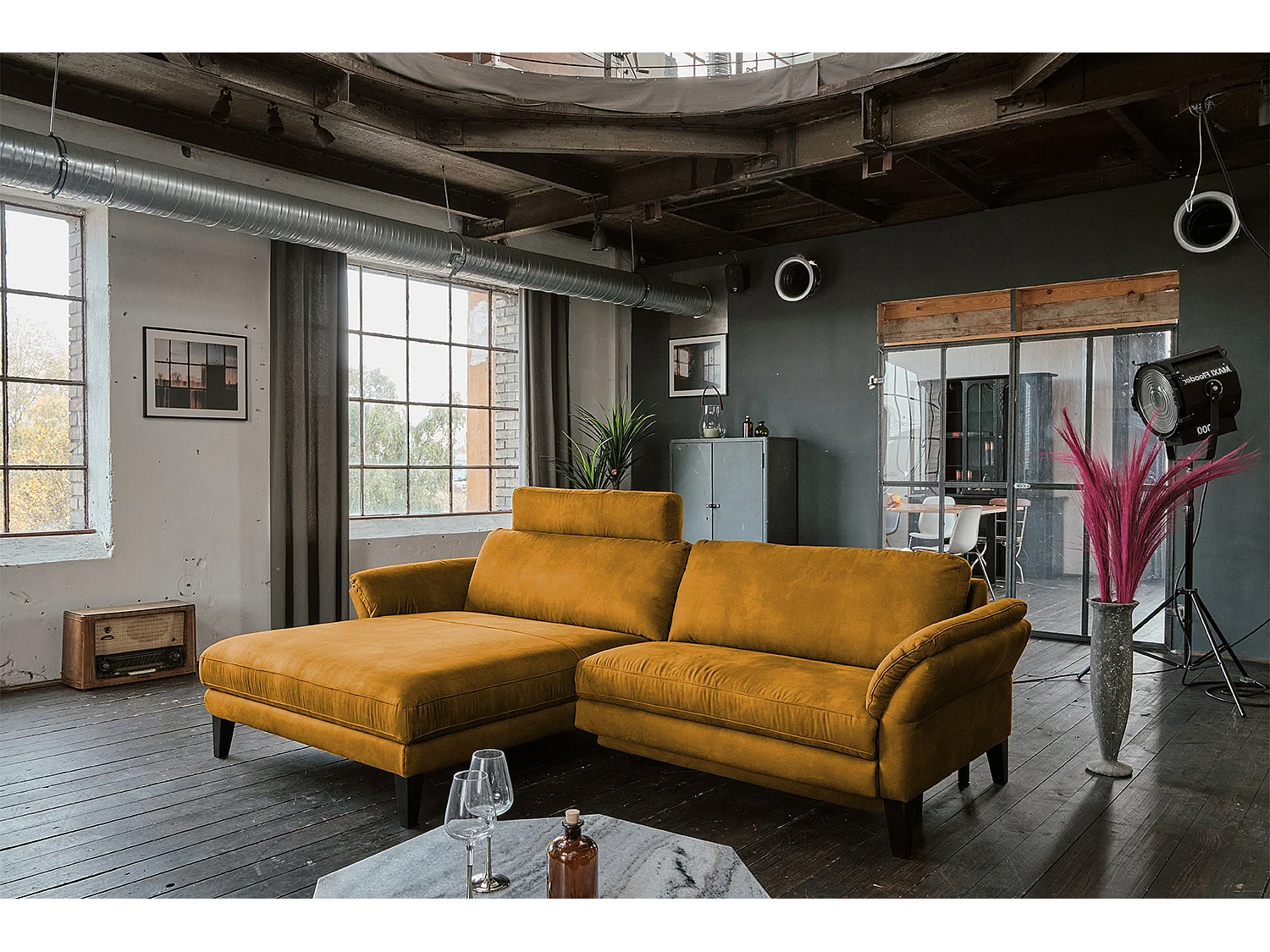 Ecksofa - Gold Webstoff - MALTA