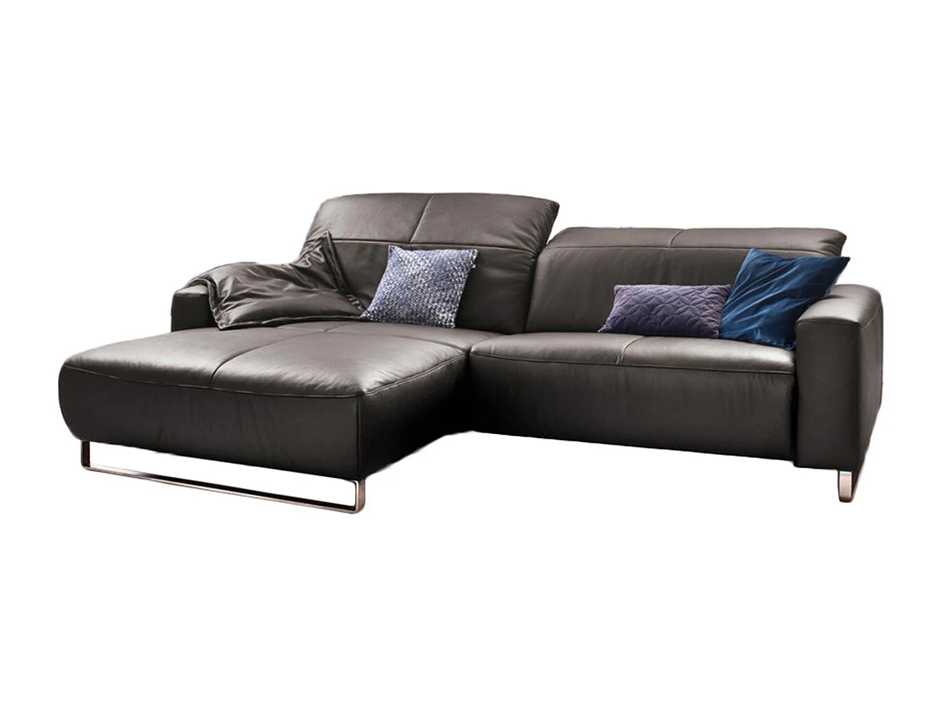 Ecksofa - Anthrazit Leder - YORK