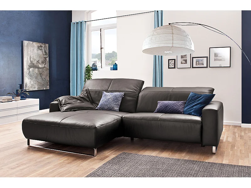 Ecksofa - Anthrazit Leder - YORK