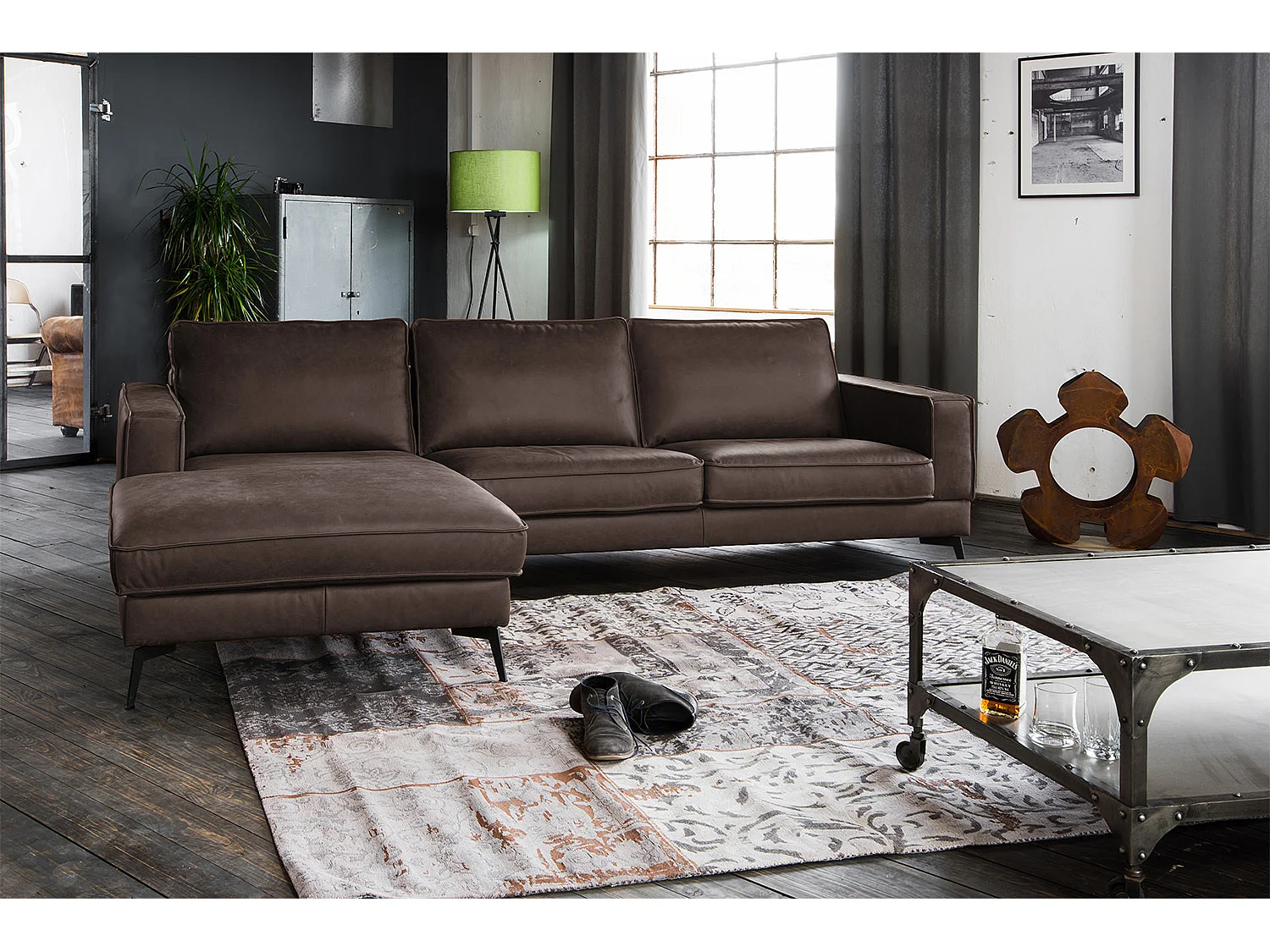 Ecksofa - Dunkelbraun Leder - BLOOM