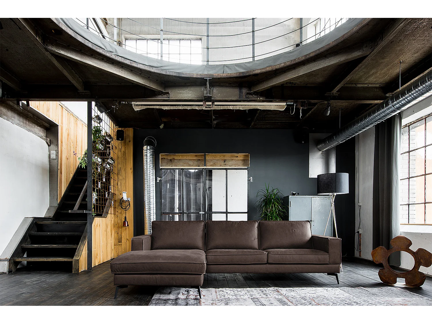 Ecksofa - Dunkelbraun Leder - BLOOM