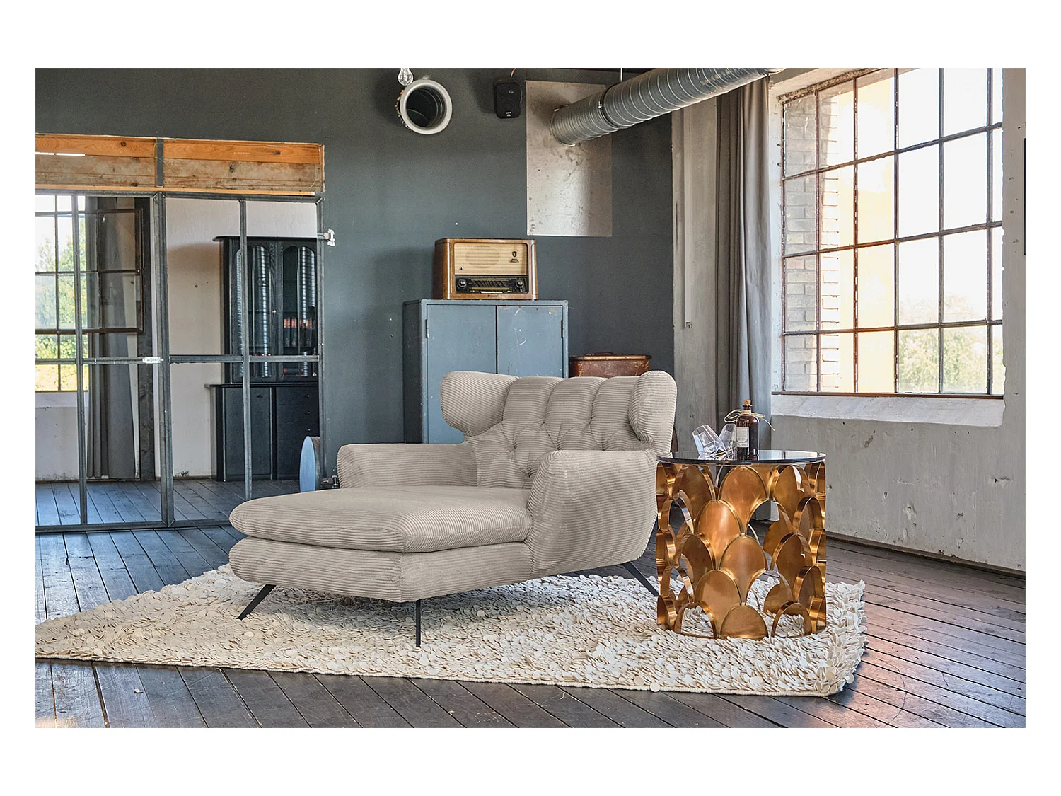 Chaise - Gris Velours côtelé - CHARME