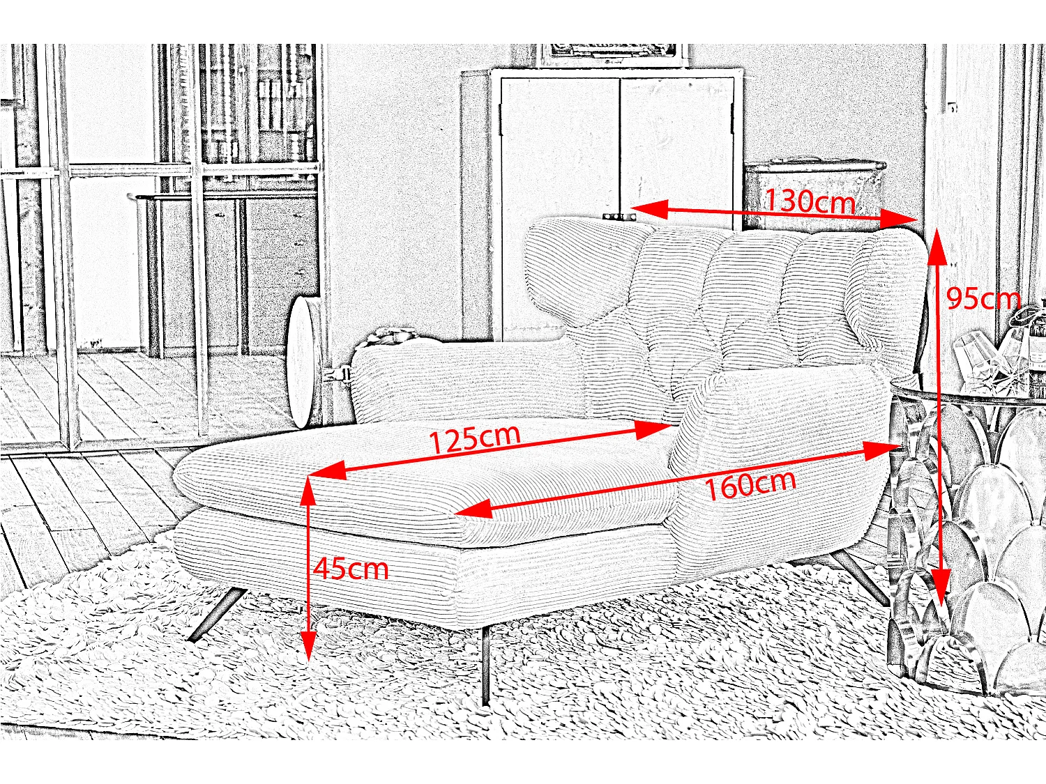 Sillón XXL - Gris Pana - CHARME