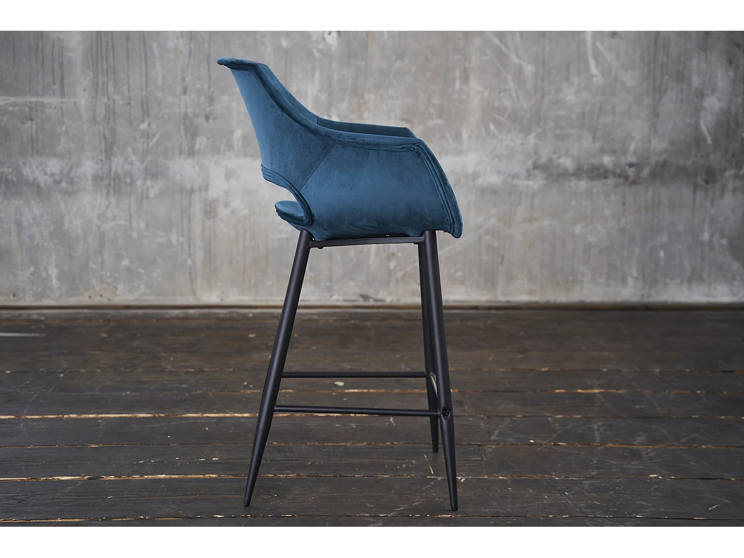 Barkruk - Blauw Fluweel - ZAJA