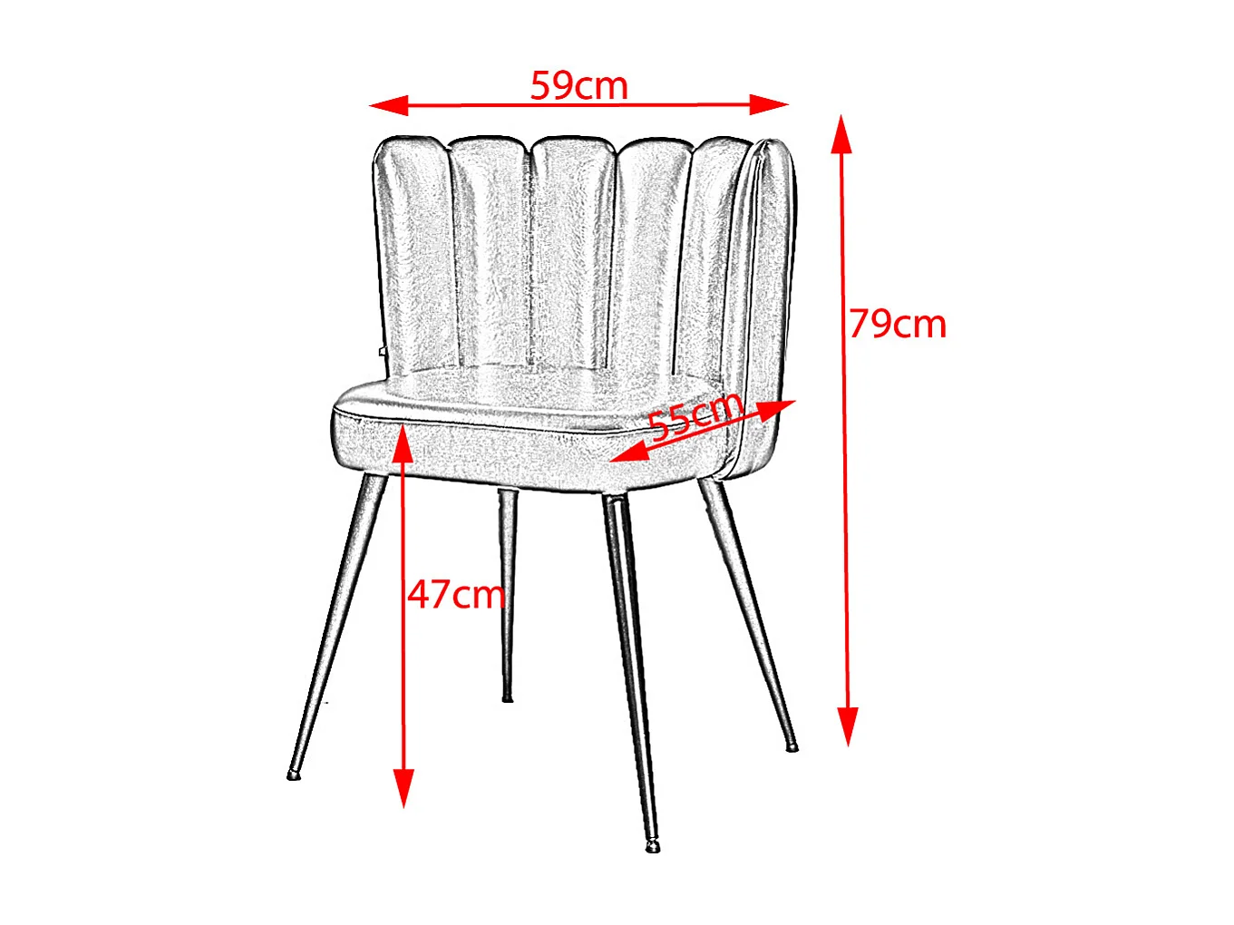 Chaise rembourrée - Gris similicuir - JADA