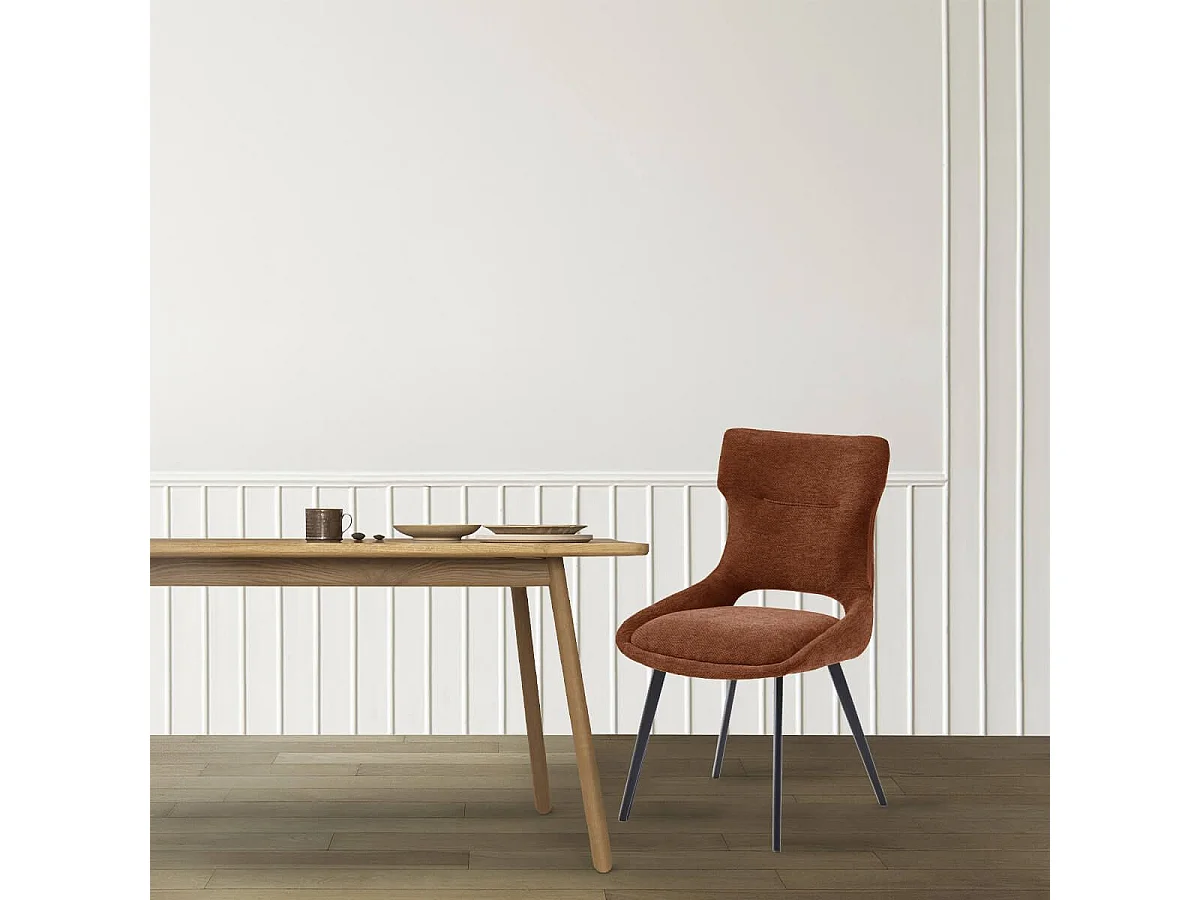 AMANDA - Lot de 2 Chaises Tissu Coloris Terracotta