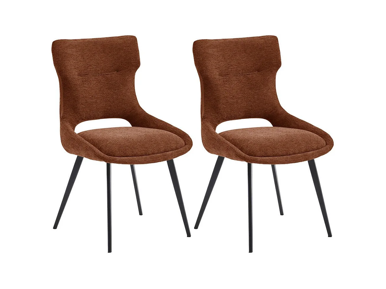 AMANDA - Lot de 2 Chaises Tissu Coloris Terracotta