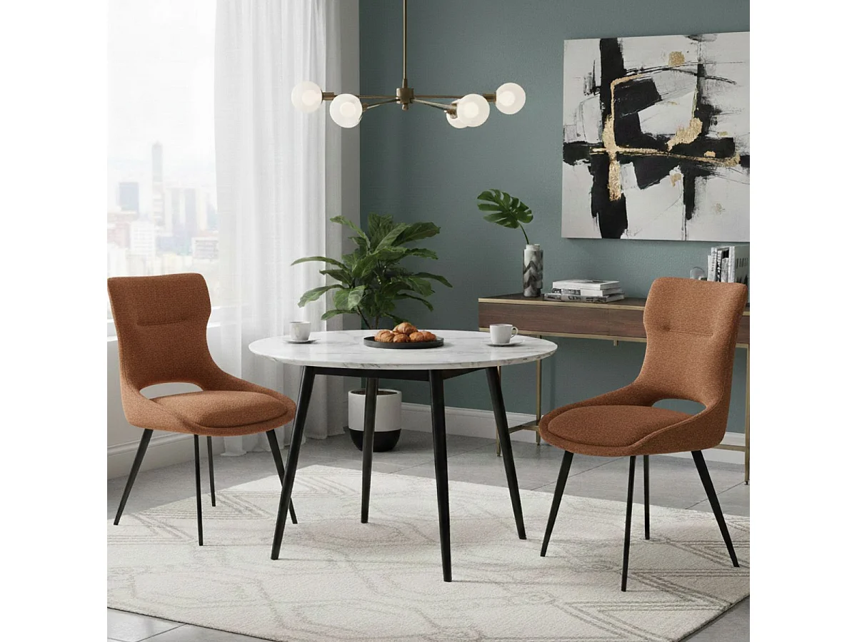 AMANDA - Lot de 2 Chaises Tissu Coloris Terracotta