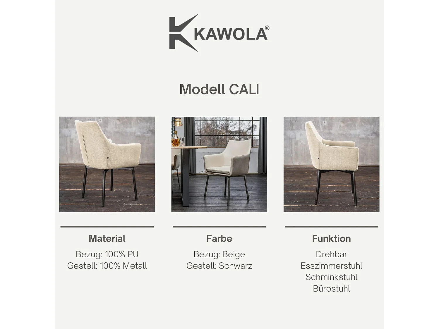 chaise - beige microfibre - CALI