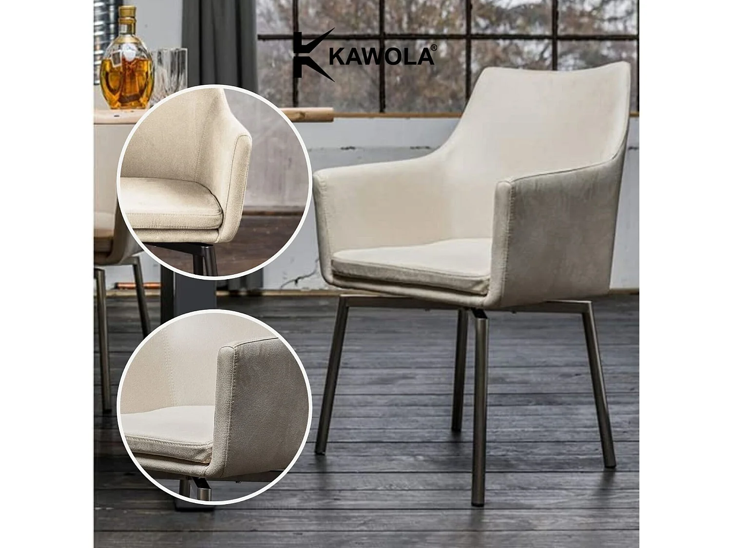 Fauteuil - beige microfibre - CALI