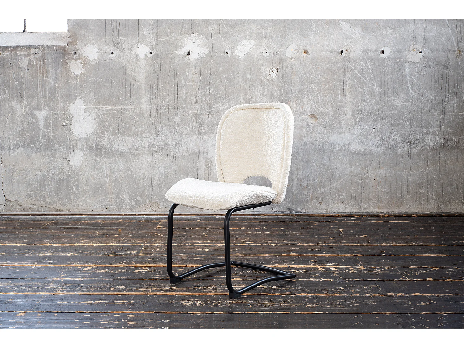 Chaise rembourrée - blanc crème tissu tissé - JONA