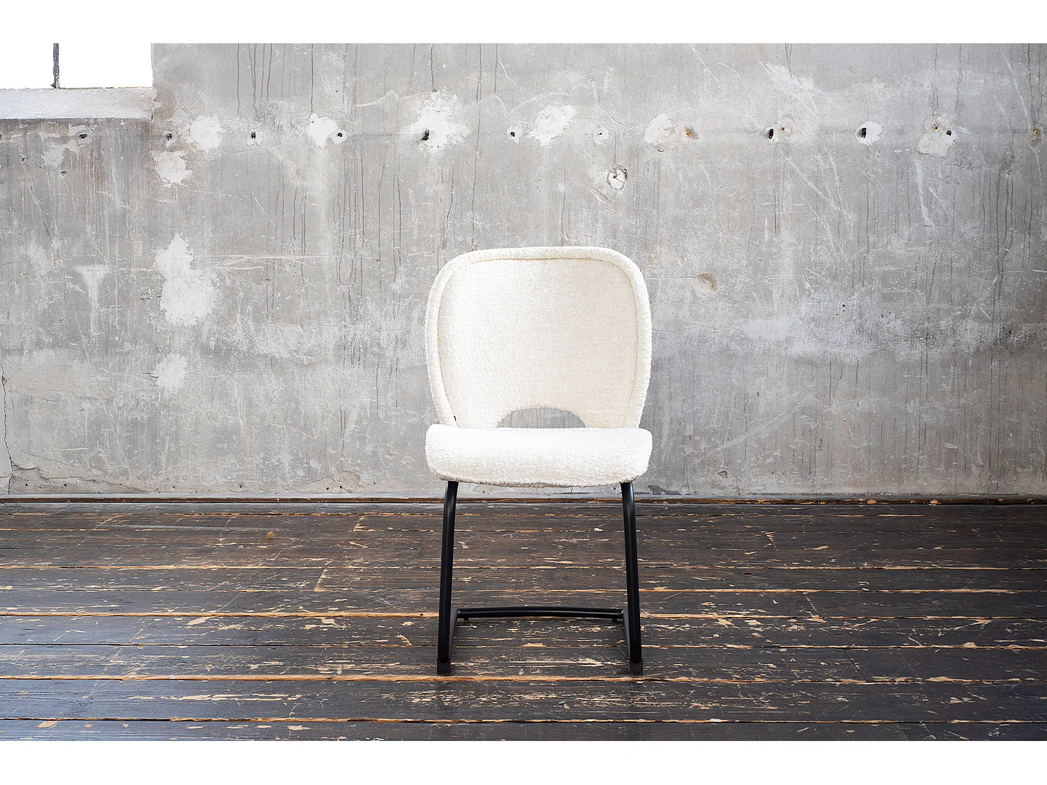 Chaise rembourrée - blanc crème tissu tissé - JONA