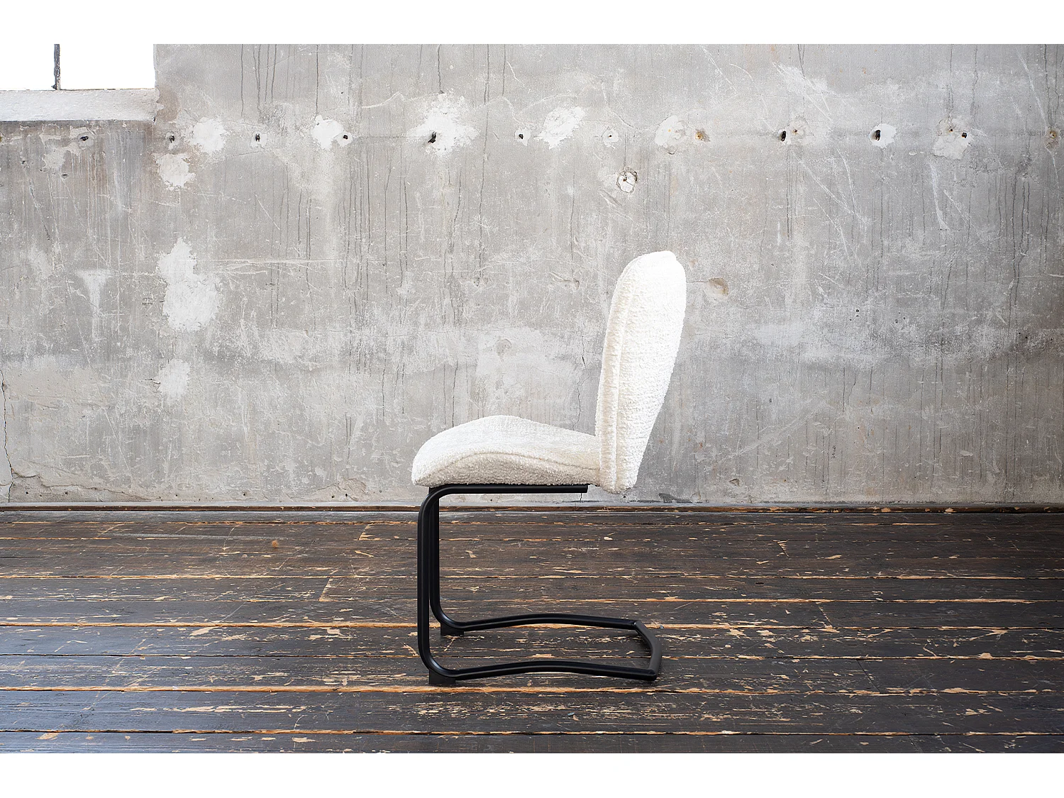 Chaise rembourrée - blanc crème tissu tissé - JONA