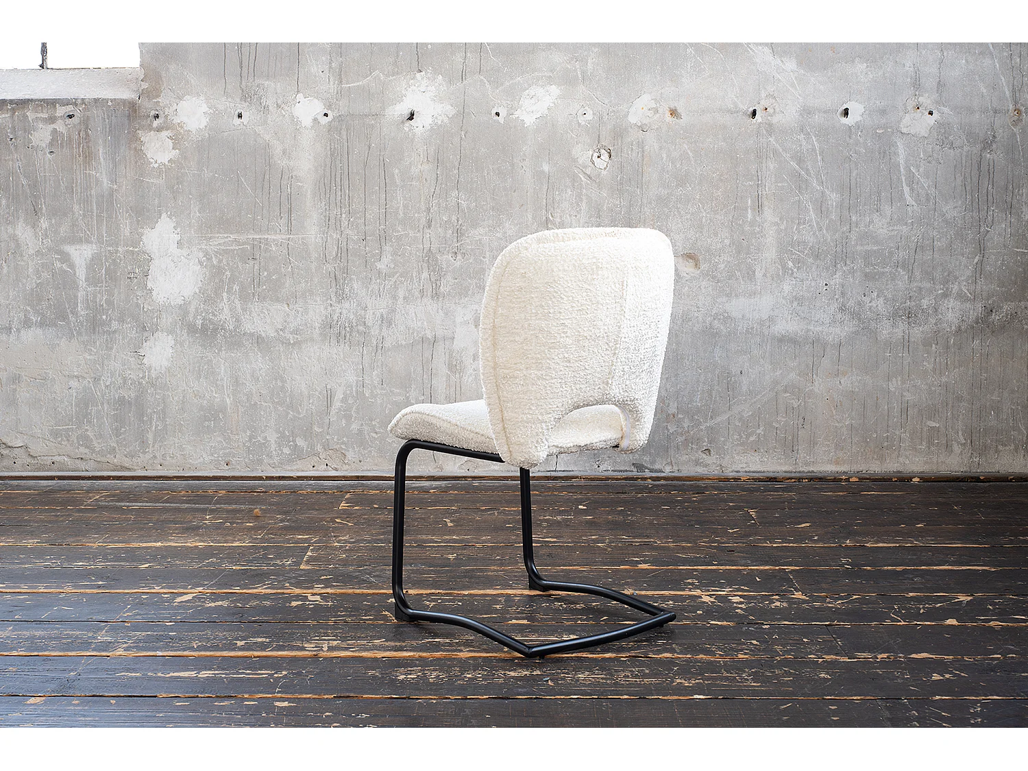 Chaise rembourrée - blanc crème tissu tissé - JONA