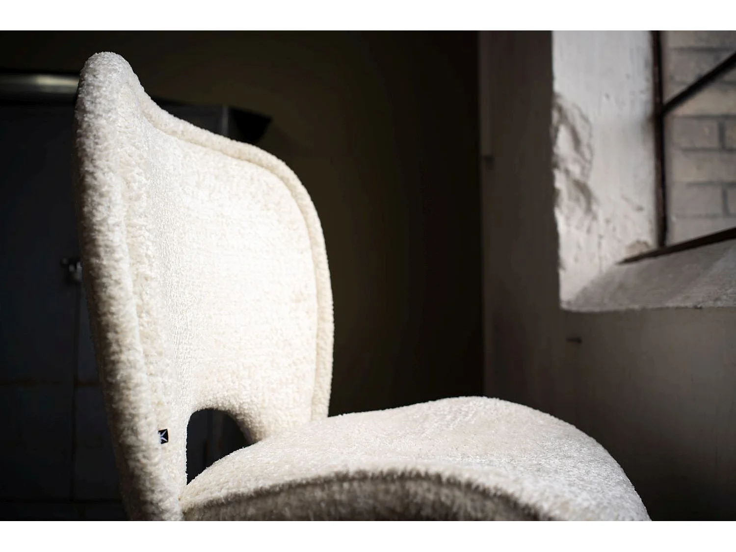 Chaise rembourrée - blanc crème tissu tissé - JONA