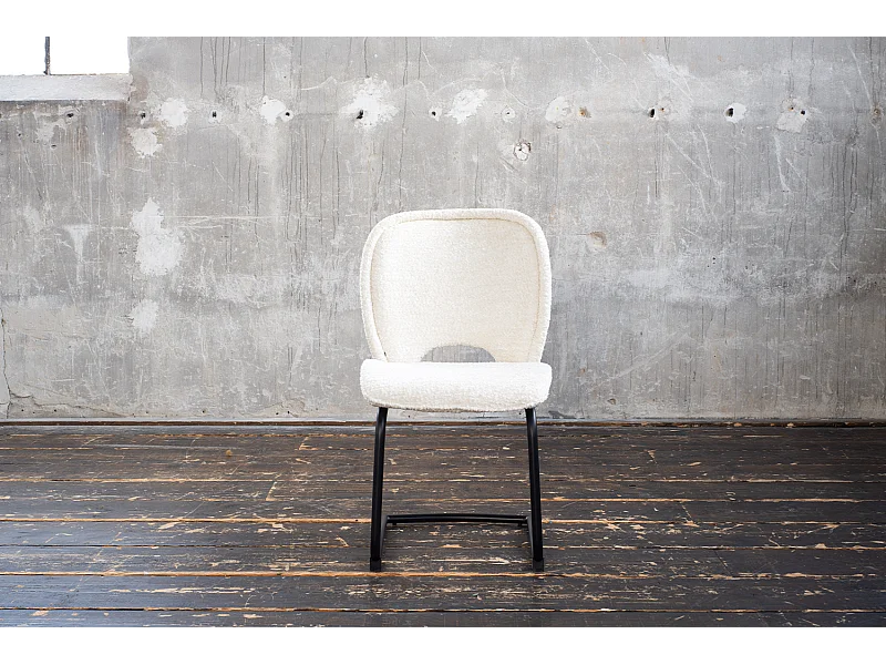 Sedia imbottita - bianco crema tessuto intrecciato - JONA