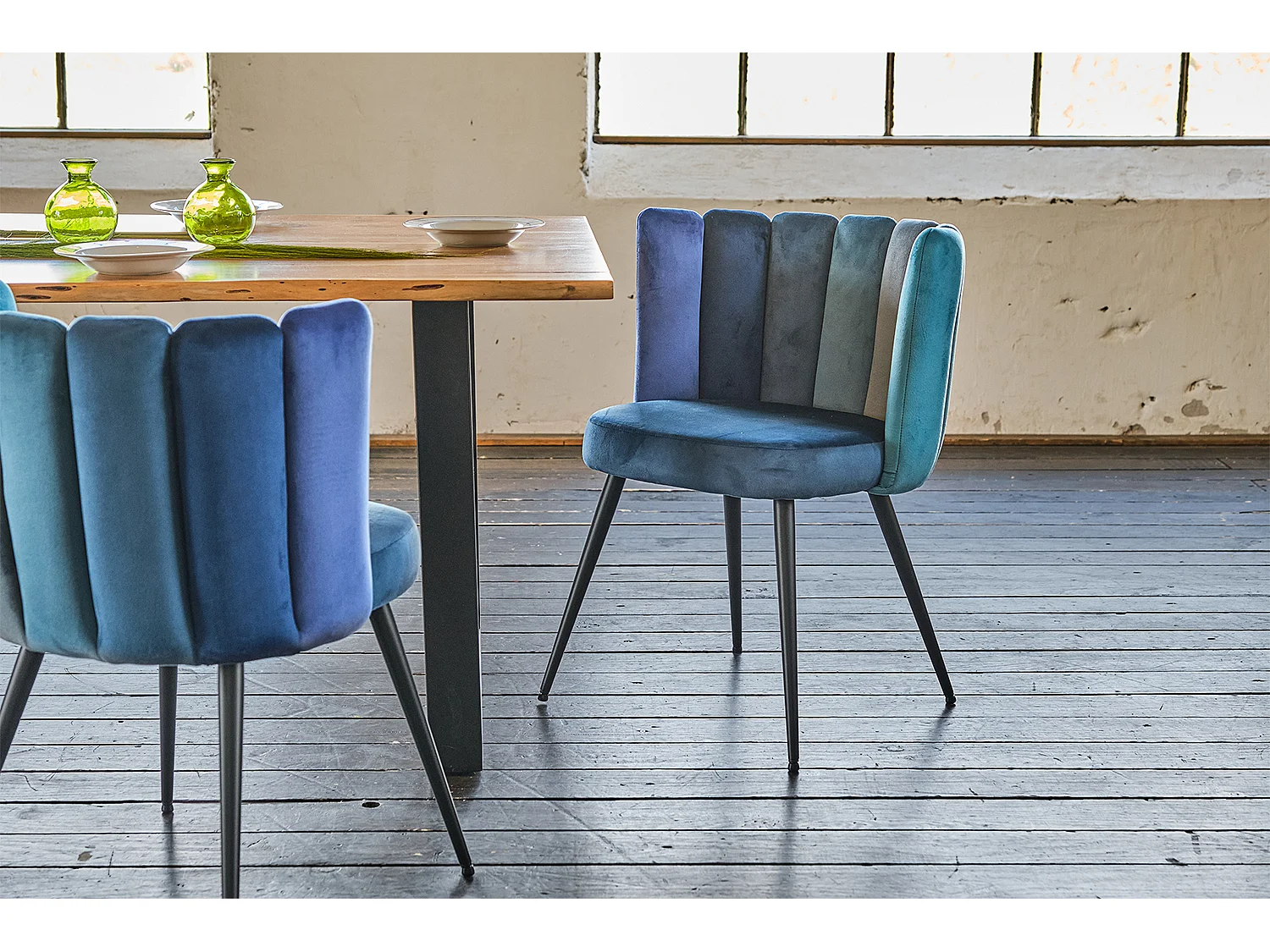 Eetkamerstoel - Blauw Fluweel - JADA