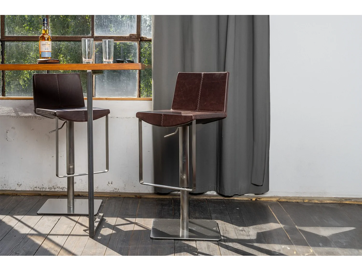 Tabouret - brun foncé similicuir - FES