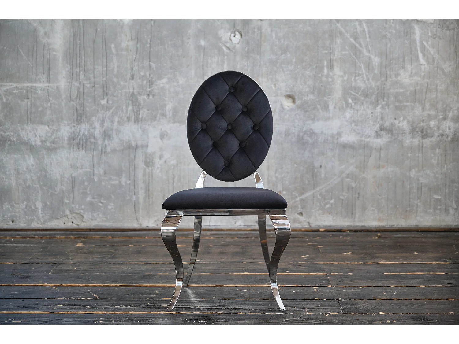 Chaise rembourrée - Noir Velours - LINDA