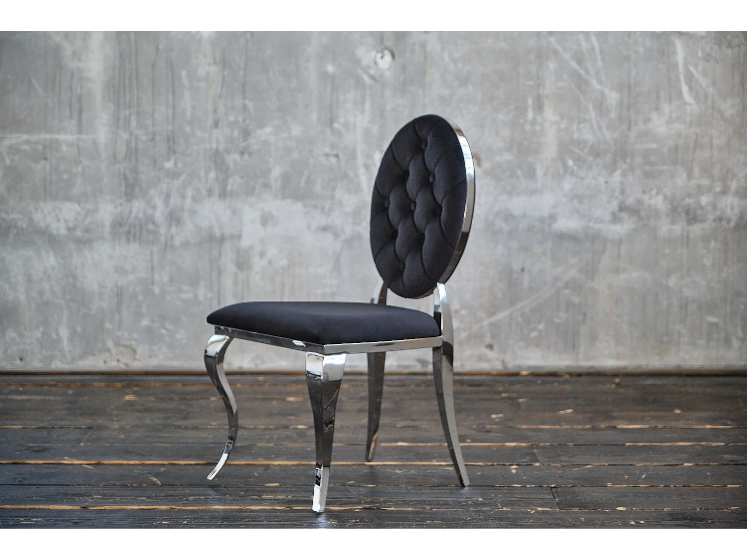 Chaise rembourrée - Noir Velours - LINDA