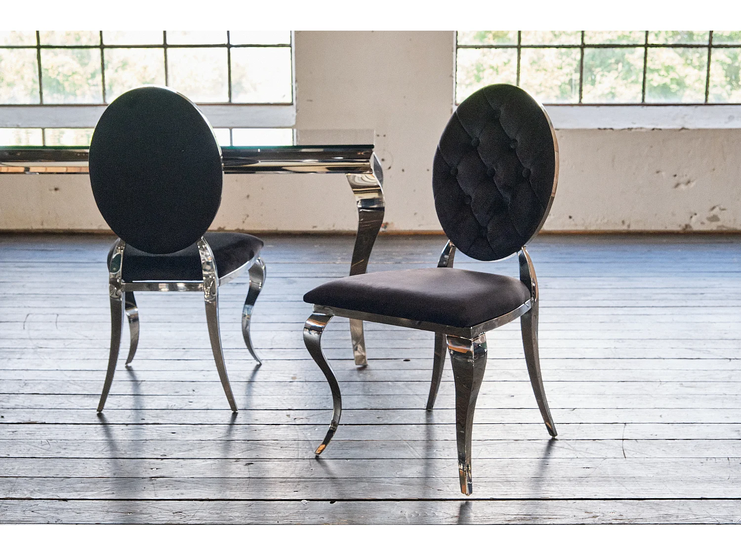 Chaise rembourrée - Noir Velours - LINDA