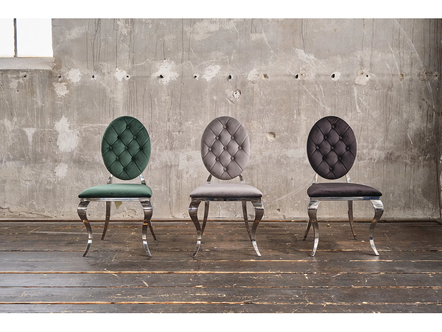 Chaise rembourrée - Noir Velours - LINDA