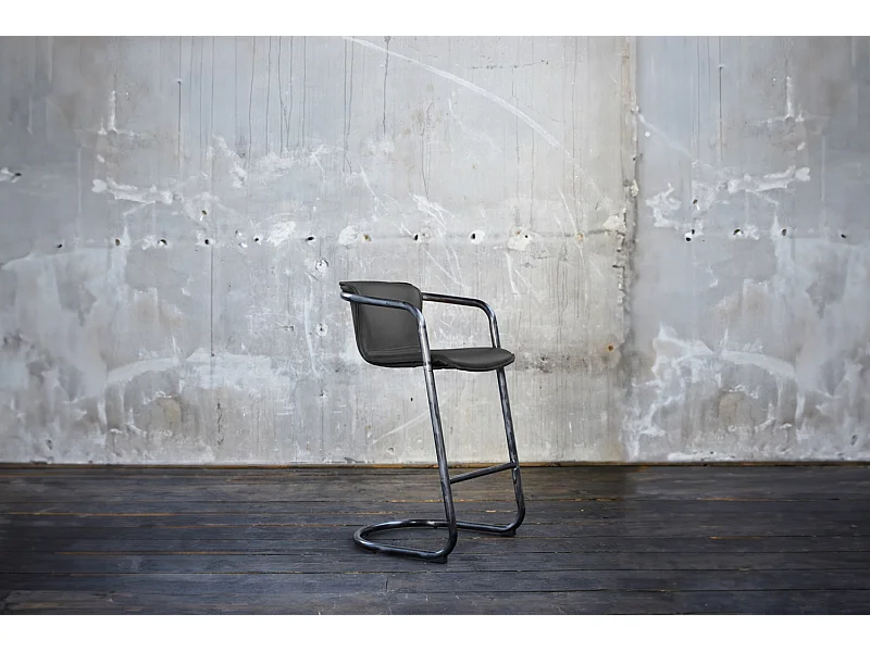 Barhocker - Grau Leder - TRIVIA