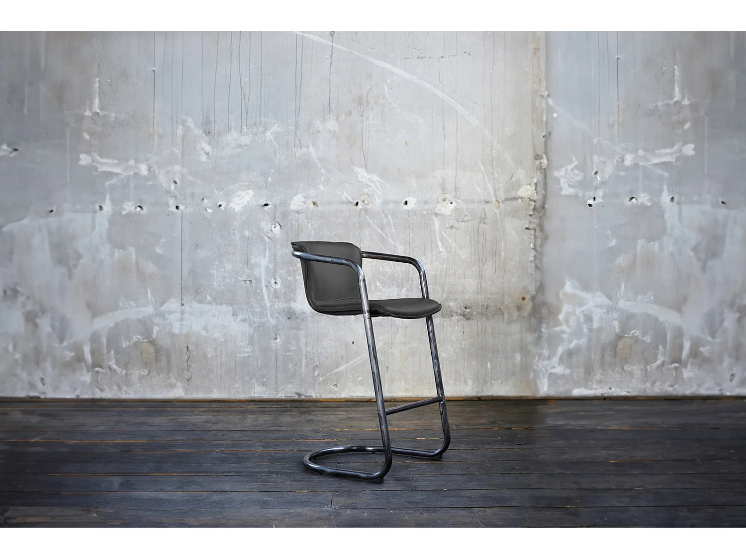 Barhocker - Grau Leder - TRIVIA