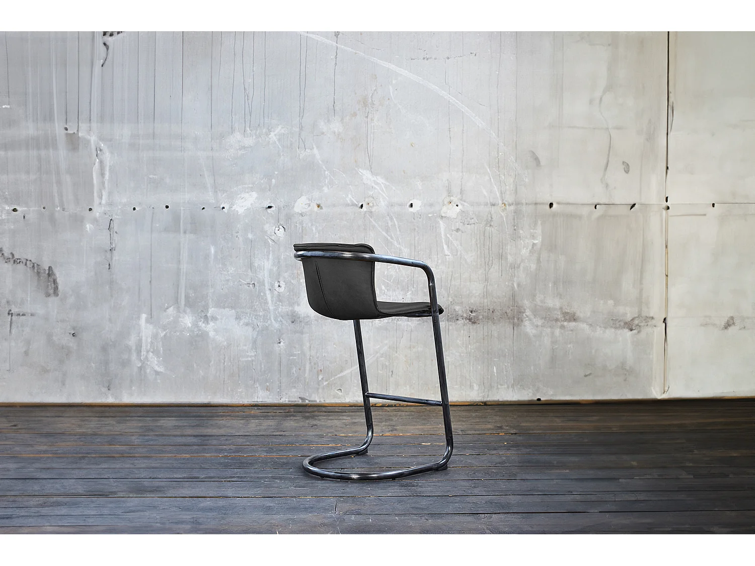 Barstuhl - Grau Leder - TRIVIA