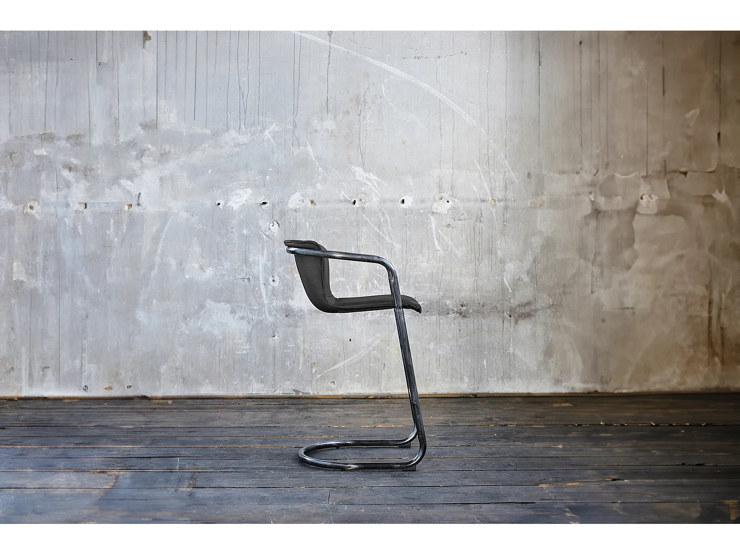 Barstuhl - Grau Leder - TRIVIA