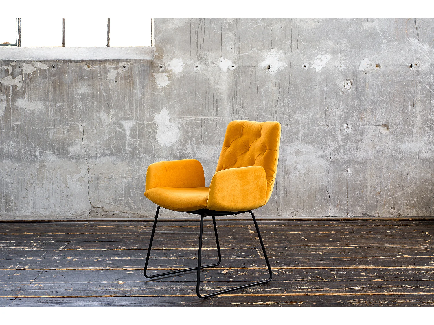 Chaise - jaune Velours - NEW CHARME