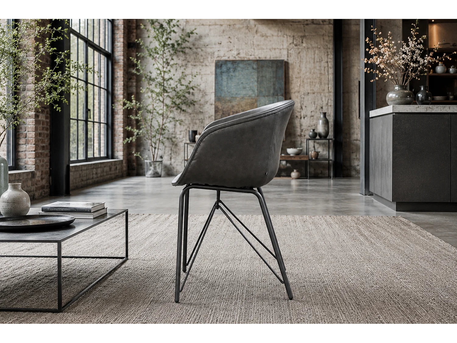 Fauteuil - marron similicuir - DANI