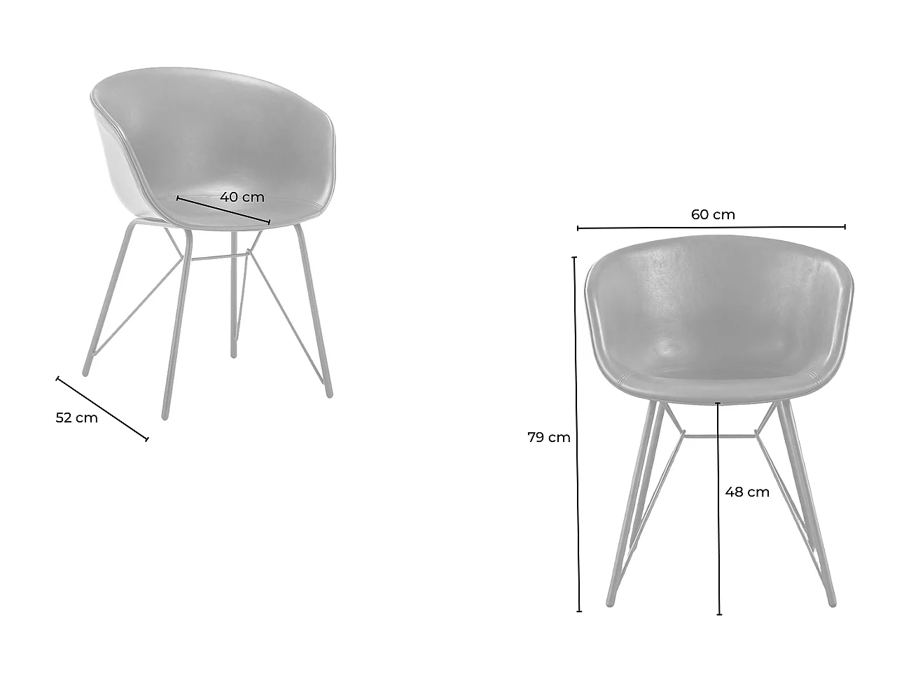 Fauteuil - marron similicuir - DANI