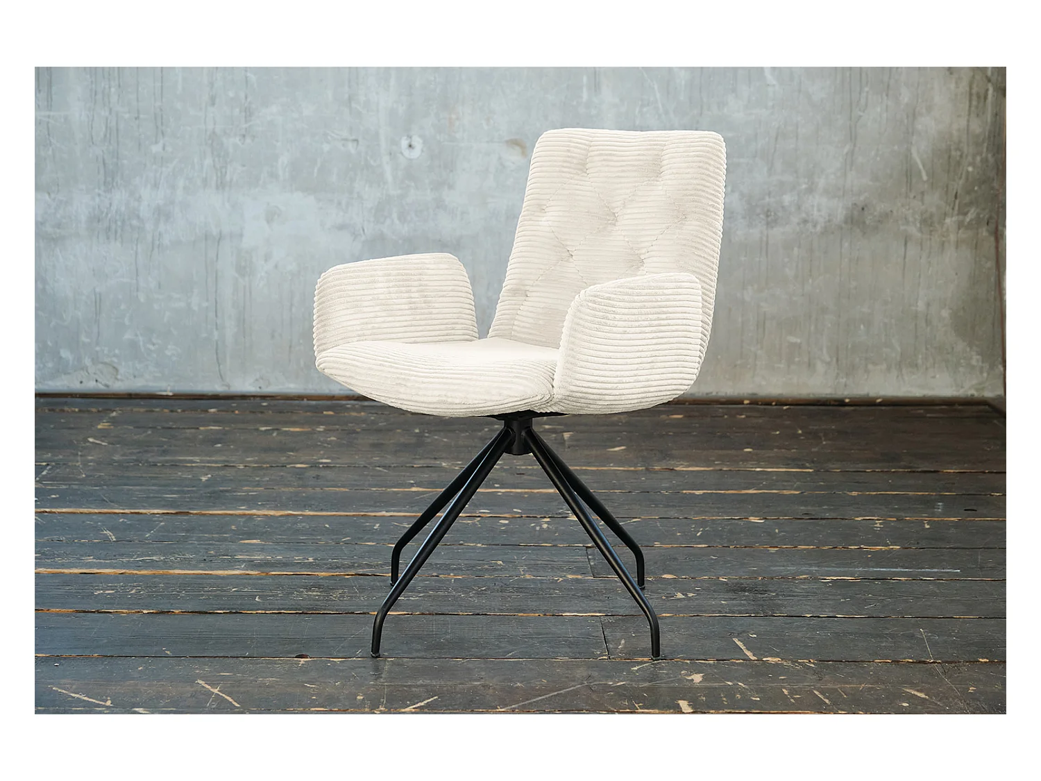 Drehstuhl - Cremeweiß Cord - CHARME