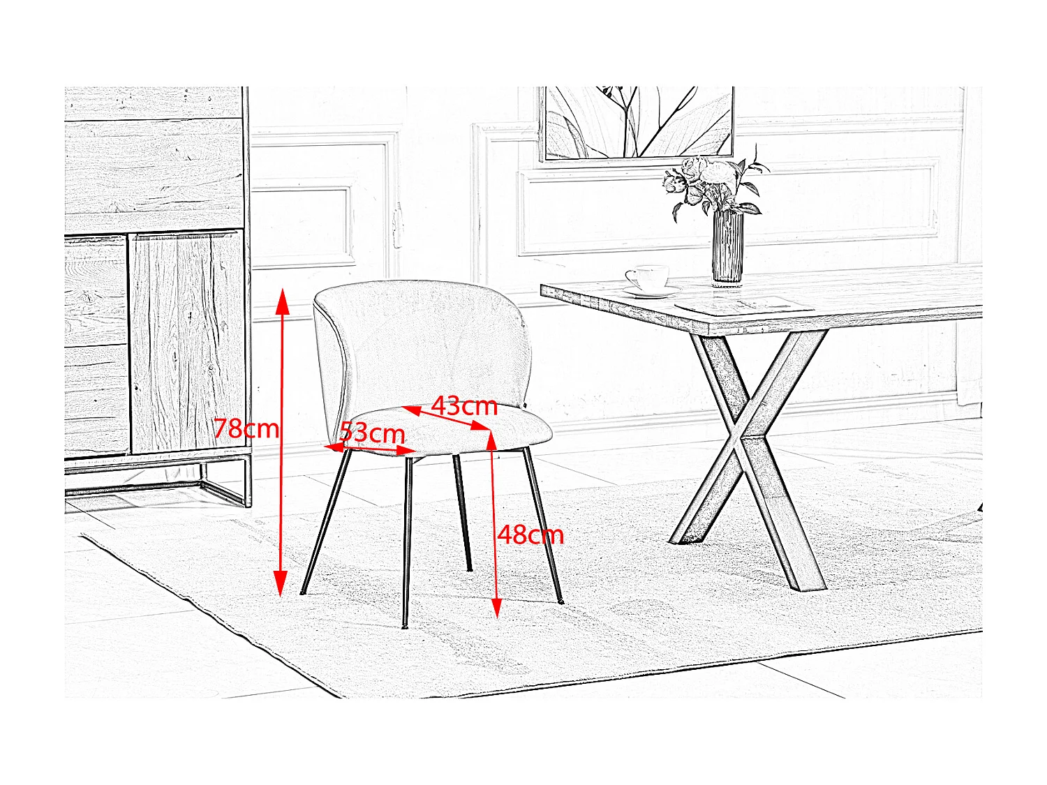 Chaise - marron Velours côtelé - LENA