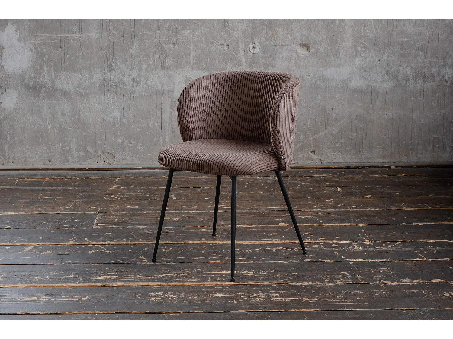Chaise rembourrée - marron Velours côtelé - LENA