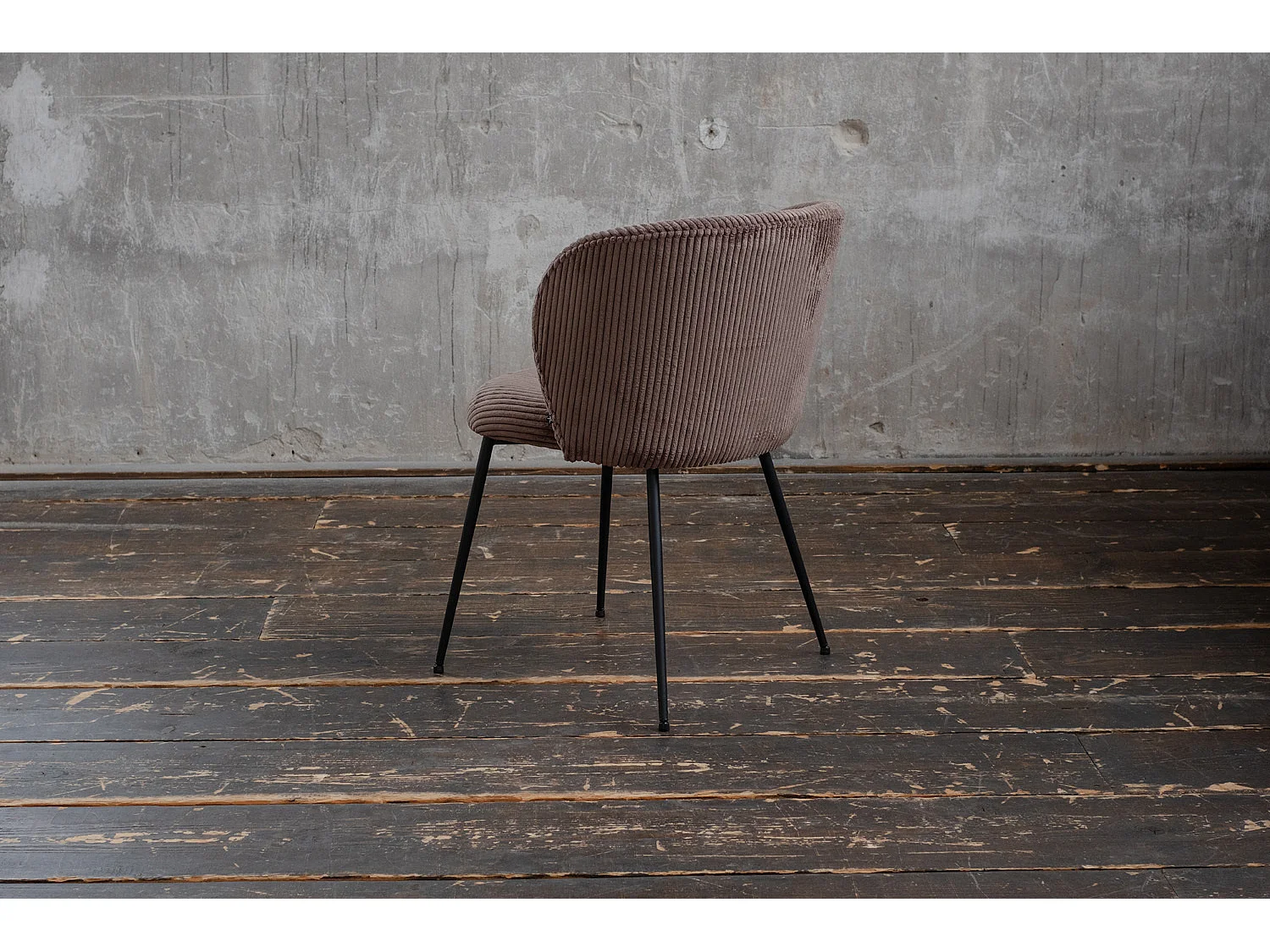 Chaise rembourrée - marron Velours côtelé - LENA