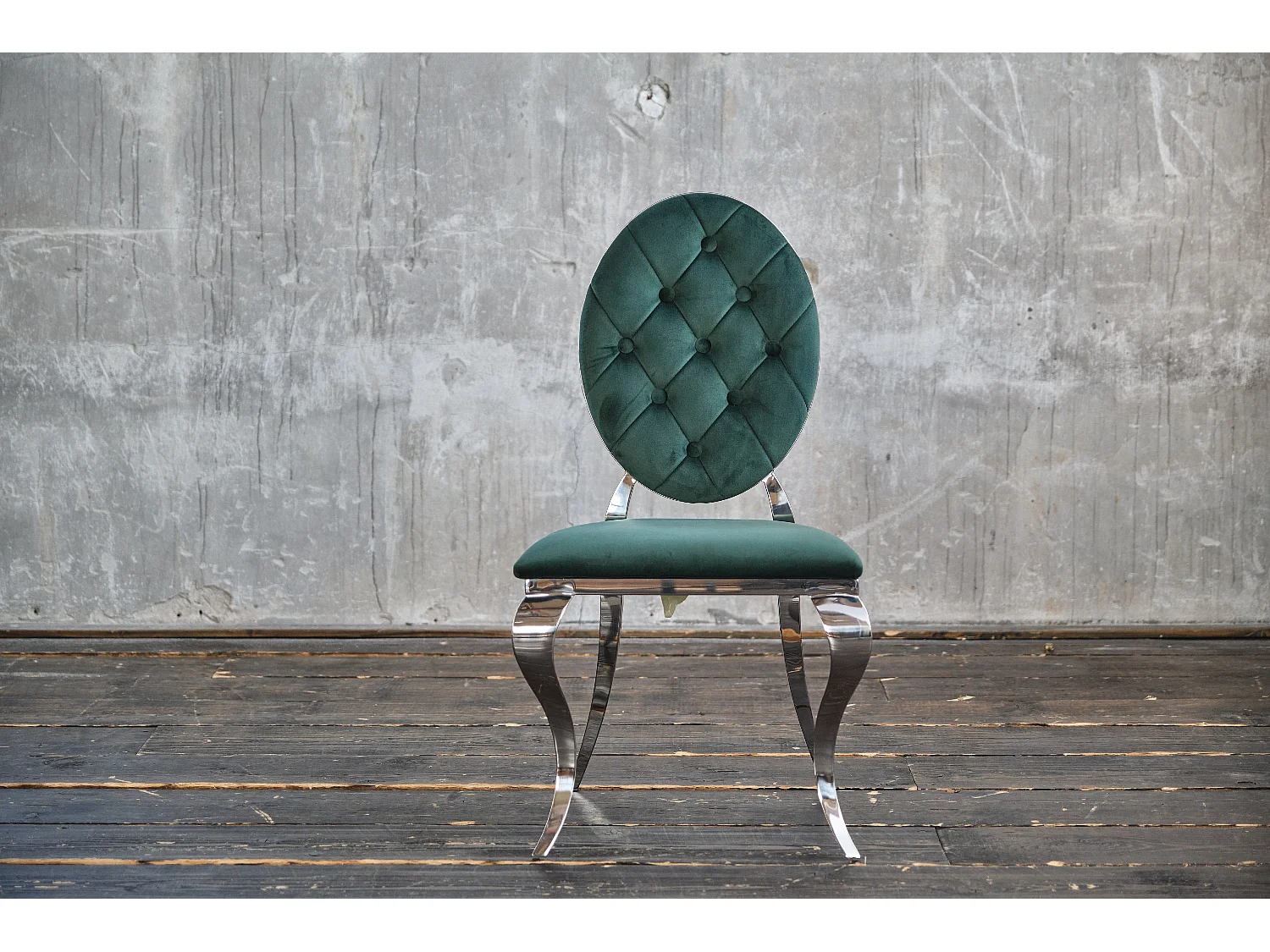Chaise rembourrée - Vert Velours - LINDA