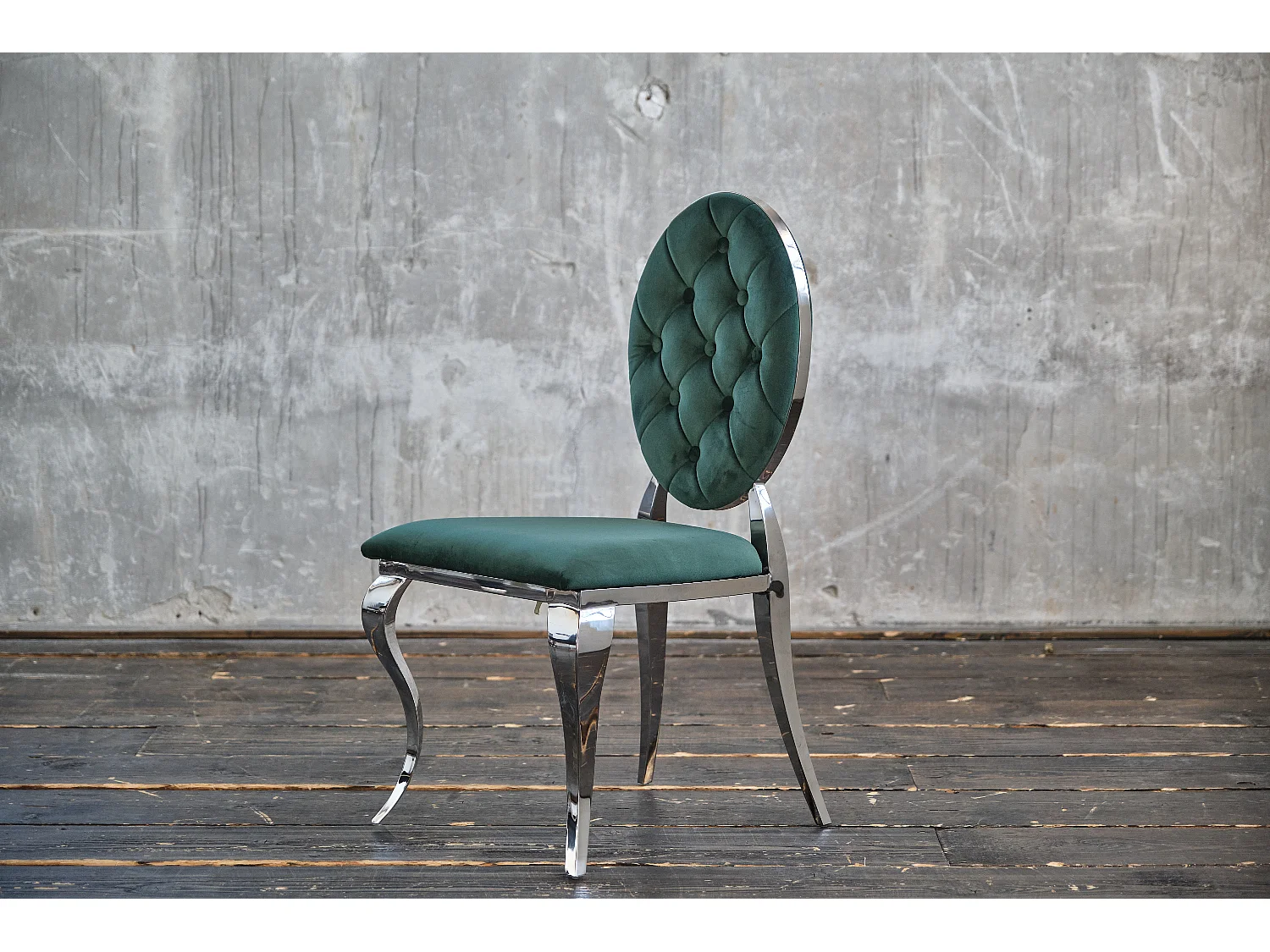 Chaise rembourrée - Vert Velours - LINDA