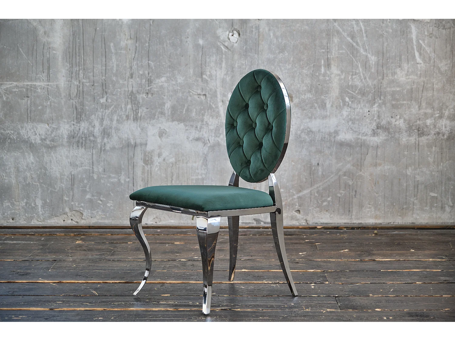 Chaise rembourrée - Vert Velours - LINDA