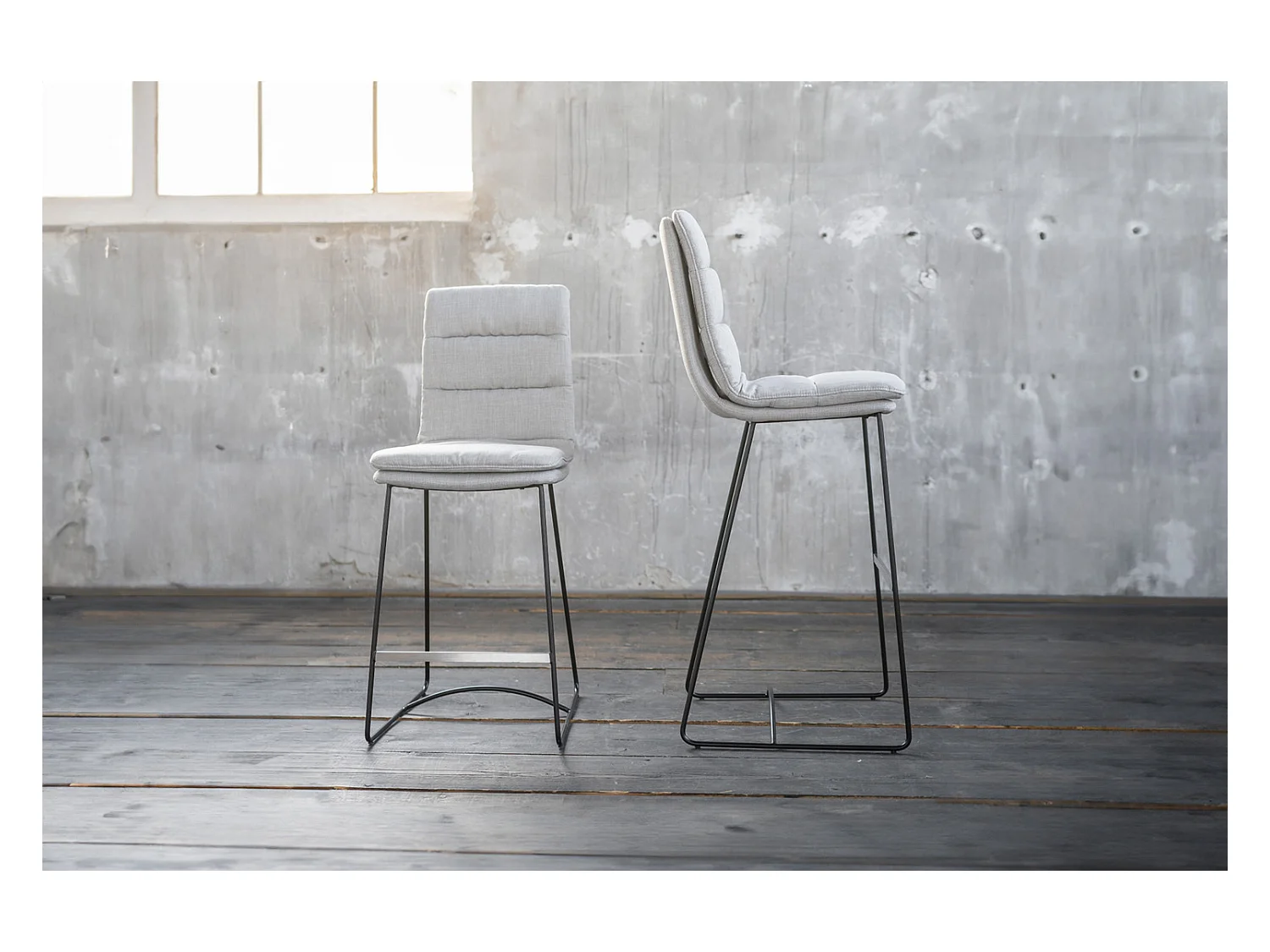 Barhocker - Hellgrau Webstoff - VINCE