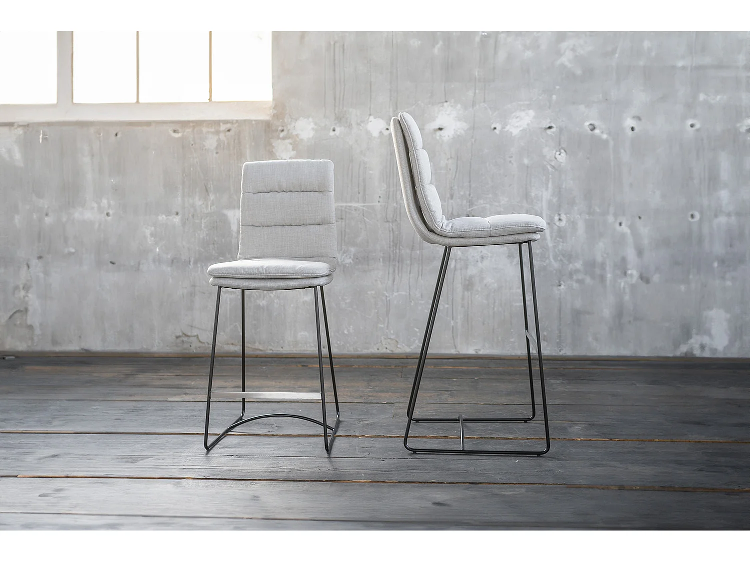 Barhocker - Hellgrau Webstoff - VINCE