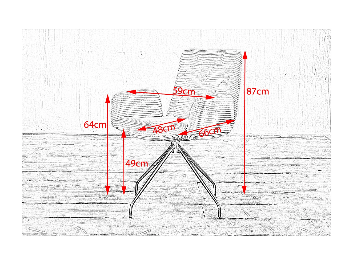 Drehstuhl - Hellblau Cord - CHARME