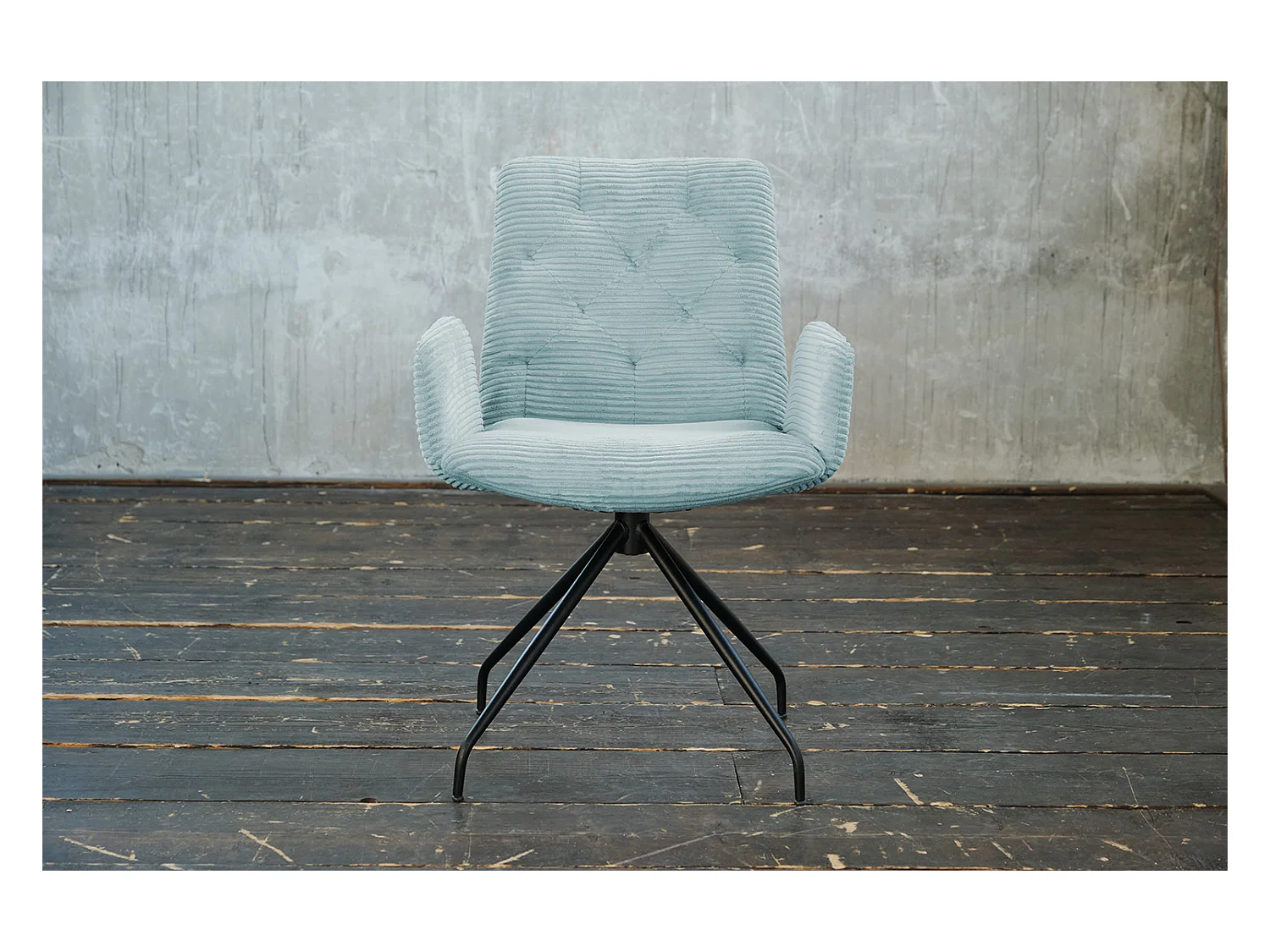 Fauteuil - bleu clair Velours côtelé - CHARME
