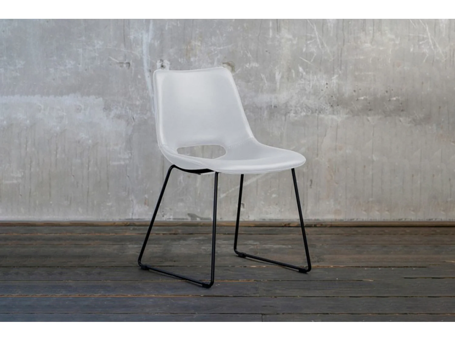 Silla de comedor - blanco piel sintética - ASCO