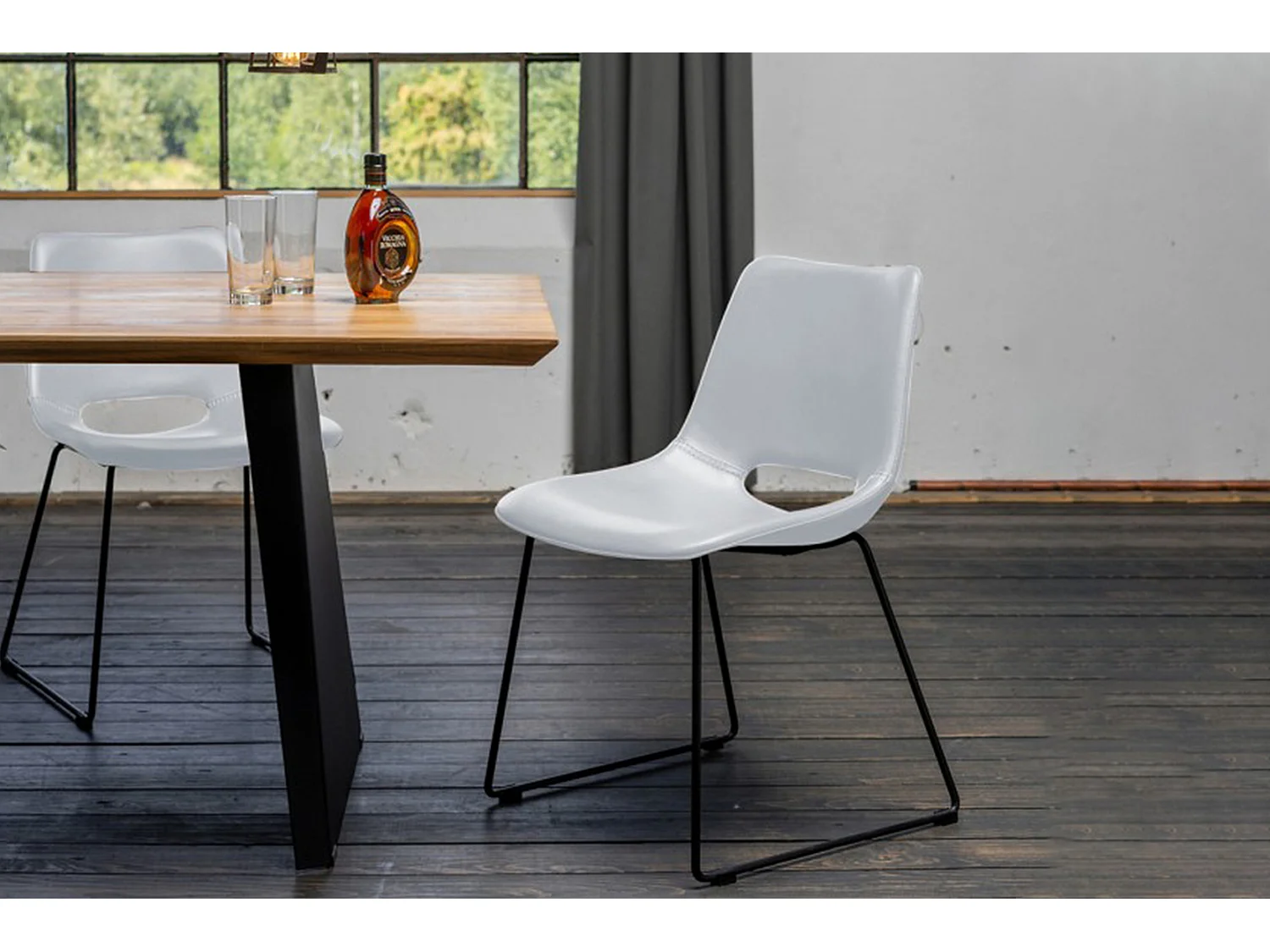Silla de comedor - blanco piel sintética - ASCO