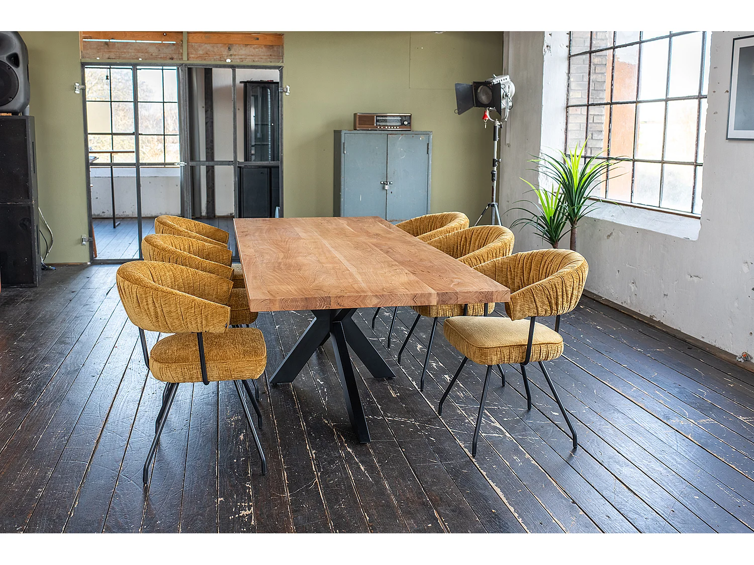 Esszimmerstuhl - Gold Webstoff - RUNA